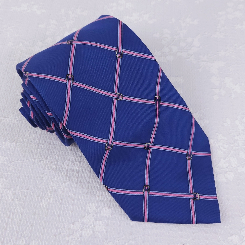 Brooks Brothers Silk Tie Blue Pink Stripes 58" x 3.75" - Picture 2 of 5